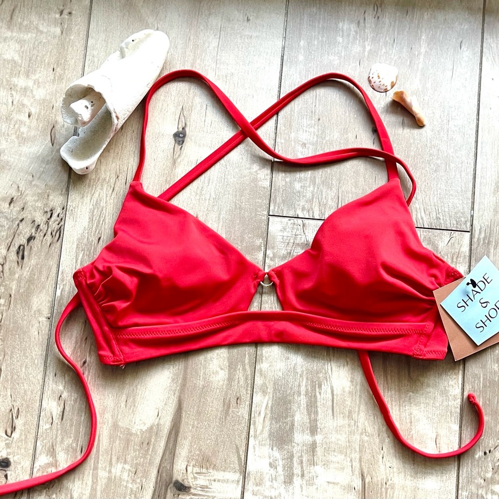 NWT Shade & Shore Red Bikini top with Adjustable Straps